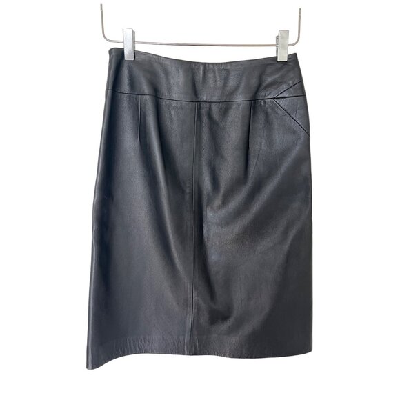 Versus Versace Black Leather Skirt With Side Slit - Picture 2 of 5